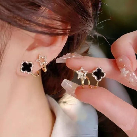 Cute Korean Fashion Vibrato live four leaf Clover Earrings