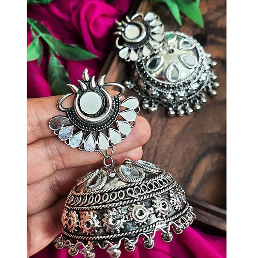 Awesome Traditional Style Silver Jhumkas Earrings